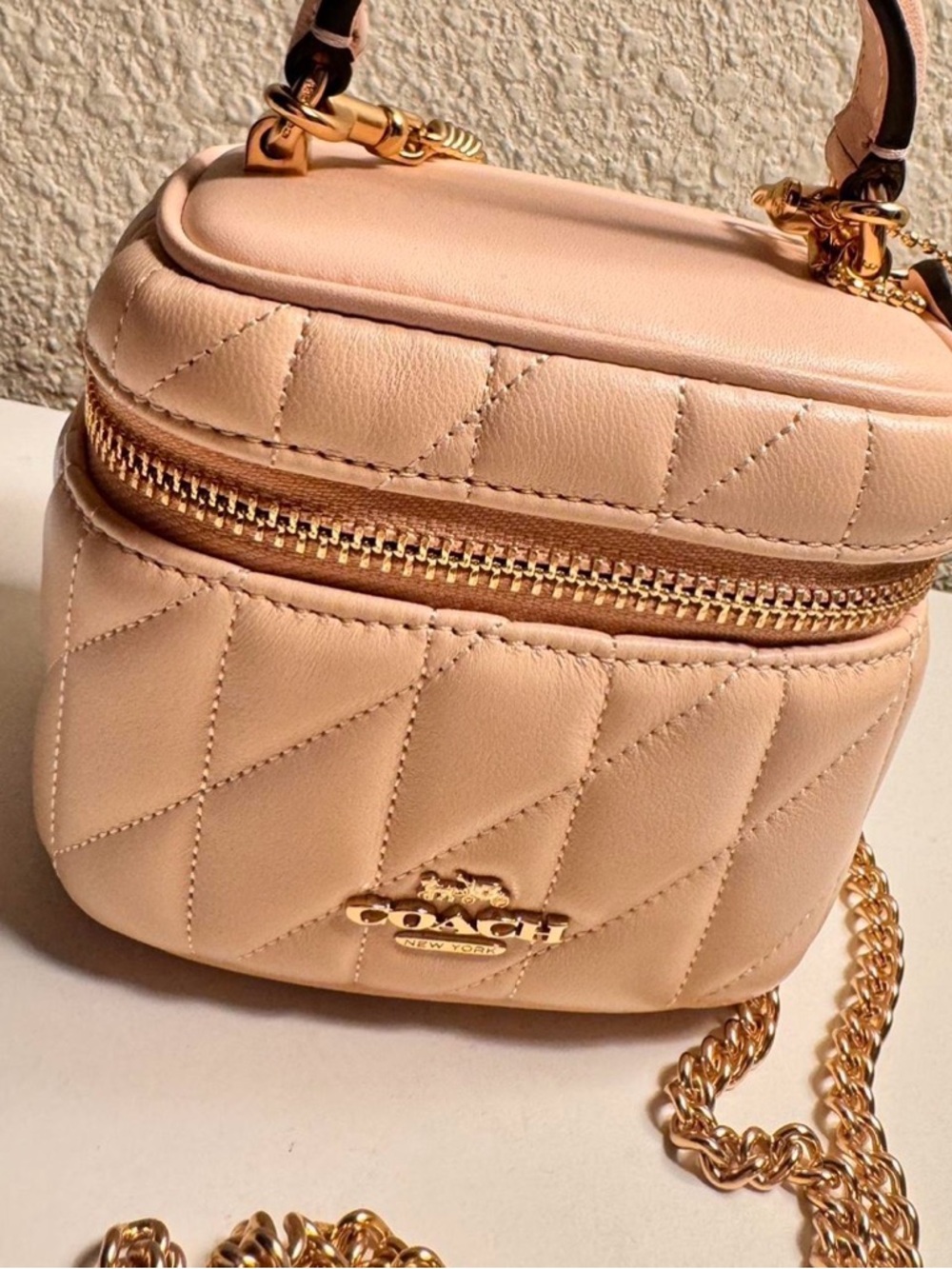 Coach Ava Quilted Pink Leather / Gold Hardware Mini Vanity Crossbody Bag - Picture 3 of 4